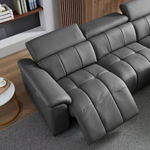 English Elm Wall-Hugger Reclining Sofa - Modern Electric Leather L-Shaped Couch With Usb, Headrest & Footrest W2582S00176-GIGA