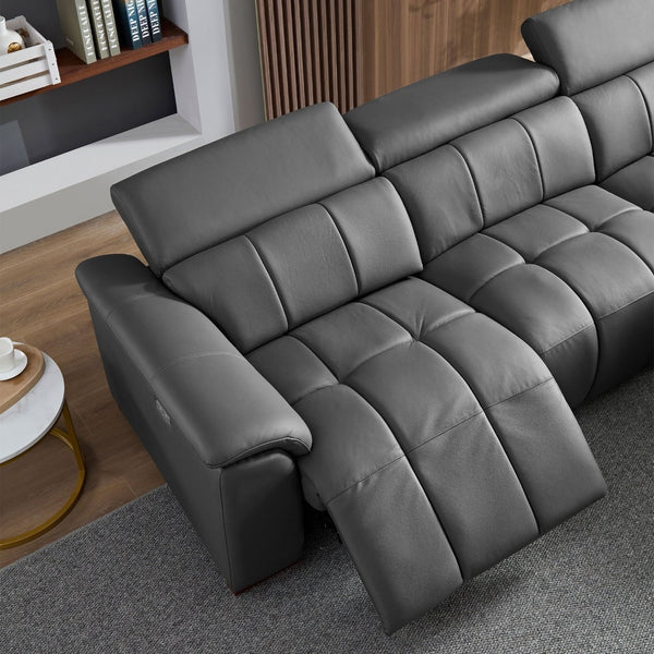 English Elm Wall-Hugger Reclining Sofa - Modern Electric Leather L-Shaped Couch With Usb, Headrest & Footrest W2582S00176-GIGA