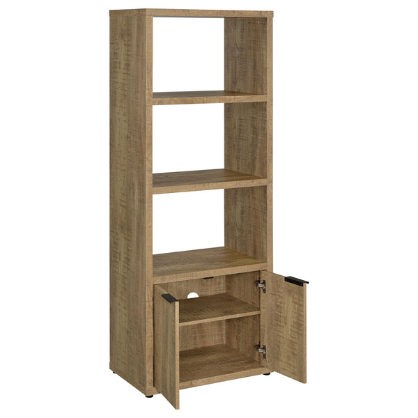 English Elm Noriega Mango 3-Shelf Media Tower Bookcase with Lower Melamine Cabinet, Rustic Saw-Mark Finish, Compact Storage and Display Solutions for Books, Decor and Electronics B062P375542