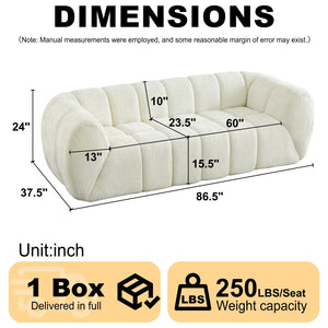 English Elm Chenille Cloud Sofa with Quilted Seat and Piano Backrest for Modern Living Spaces Beige W834P442222