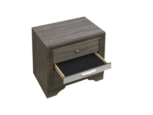 English Elm Madrid three-drawer nightstand with felt-lined top drawer, durable laminate wood grain finish and solid trim Gray 29 L x 29 W x 19 H B078P286058