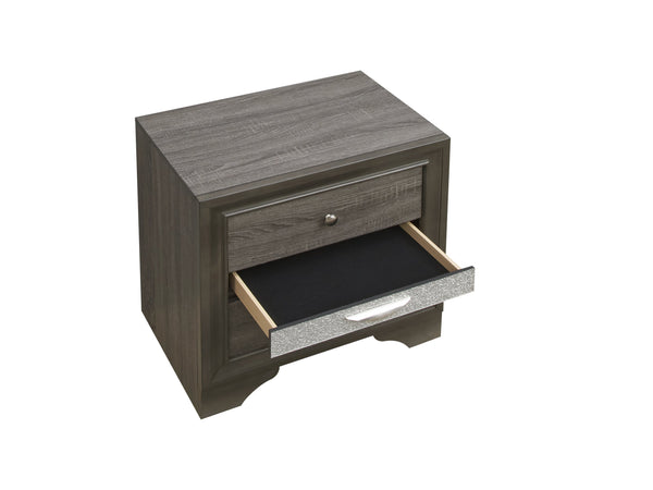 English Elm Madrid three-drawer nightstand with felt-lined top drawer, durable laminate wood grain finish and solid trim Gray 29 L x 29 W x 19 H B078P286058