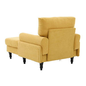 English Elm Modern Chenille Fabric Recliner Chaise Lounge Sofa with High-Resilience Foam, 550LB Capacity, Cozy Plush Backrest and Armrests for Living Room Relaxation Mustard yellow W395P371336