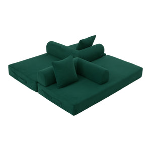 English Elm UNITED modular foldable sofa with metal frame, corduroy upholstery, side pocket & quick assembly convenience Emerald W1568P375638