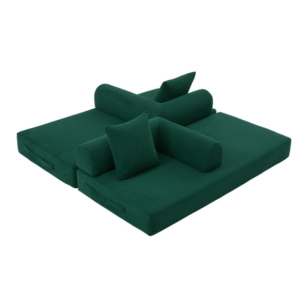 English Elm UNITED modular foldable sofa with metal frame, corduroy upholstery, side pocket & quick assembly convenience Emerald W1568P375638