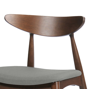 English Elm Christopher Knight Home® - Set Of 2 Retro Rubberwood Chairs With Ergonomic Backrest & Plush Cushions In Walnut & Gray N759P307037D