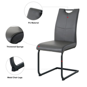 English Elm Modern White Pu Leather Dining Chairs with Black Metal Legs Ergonomic Set of 2 Charcoal+Grey W210P199090