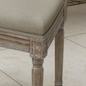 English Elm Christopher Knight Home® - DINNING CHAIR Wheat Fabric Upholstered Set of 2 — Weathered Rubberwood Legs, Classic Antique Look 61568.00WHT