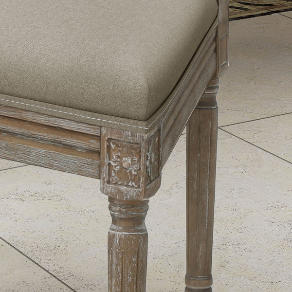 English Elm Christopher Knight Home® - DINNING CHAIR Wheat Fabric Upholstered Set of 2 — Weathered Rubberwood Legs, Classic Antique Look 61568.00WHT