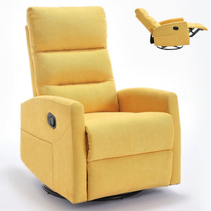 English Elm Manual Rocker Swivel Recliner Upholstered Fabric Chair for Cozy Living Spaces W3224P289295