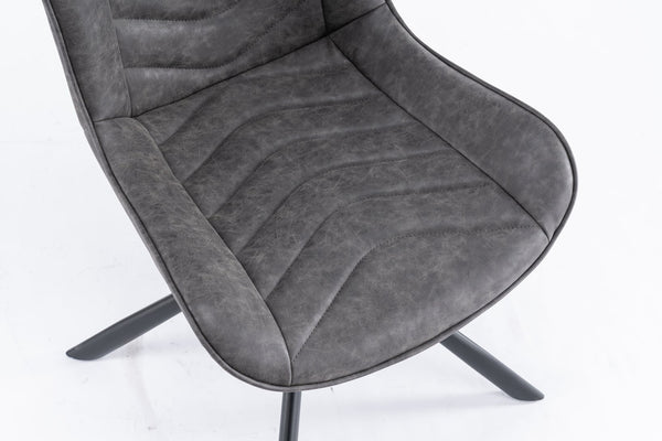 English Elm Mid-Century Modern Swivel Wingback Dining Chair Set Of 2 - Elegant Leather Accent Chairs In Dark Gray T3903P405992