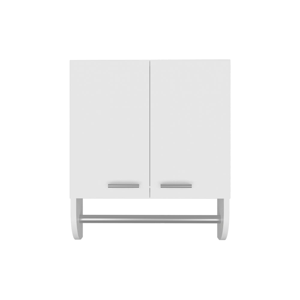 English Elm Medicine Cabinet Riley White with Towel Rod, Dual Doors & Metal Handles, Engineered Wood Storage for Bathrooms B092P238746