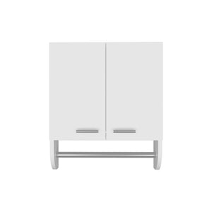 English Elm Medicine Cabinet Riley White with Towel Rod, Dual Doors & Metal Handles, Engineered Wood Storage for Bathrooms B092P238746