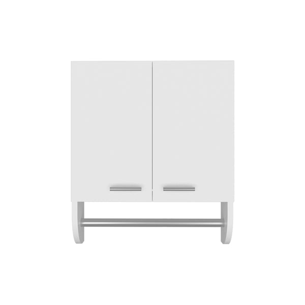 English Elm Medicine Cabinet Riley White with Towel Rod, Dual Doors & Metal Handles, Engineered Wood Storage for Bathrooms B092P238746