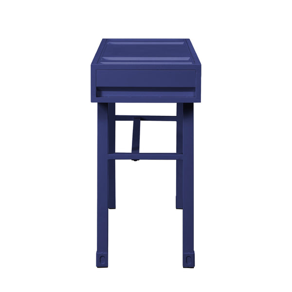 English Elm Metal Vanity Desk with Recessed Panel Design, One Drawer Accent Table for Stylish Bedroom Focal Point Blue B016P317126
