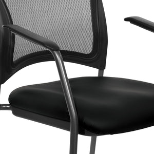 OSP Home Furnishings Progrid Mesh Back Stackable Chair with Titanium Frame for Conference Rooms Black 86710R-R107