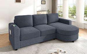 English Elm Modern Sectional Sofa - Stylish L-Shaped Couch With Curved Chaise, Usb Ports & Storage For Comfort N719S002170C