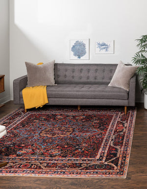 Unique Loom Timeless Jude Machine Made Medallion Rug Burgundy, Black/Blue/Green/Ivory/Yellow/Beige 7' 6" x 7' 7"