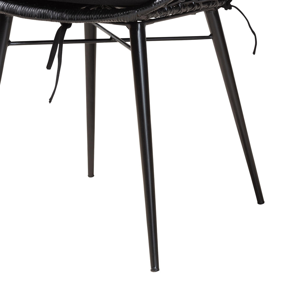 English Elm Modern Boho Rattan Rod Dining Chair Set of Two with Crisscross Base for Casual Spaces B2750P420431
