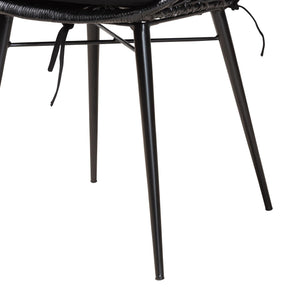 English Elm Modern Boho Rattan Rod Dining Chair Set of Two with Crisscross Base for Casual Spaces B2750P420431