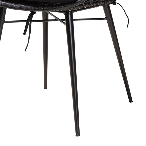 English Elm Modern Boho Rattan Rod Dining Chair Set of Two with Crisscross Base for Casual Spaces B2750P420431