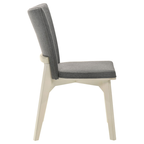 English Elm Jean Grey Upholstered Dining Side Chair Set of 2 — Soft Gray Cushioned Seats with Angular White Bases, Tailored Elegance B062P374132