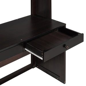 English Elm Twin Loft Bed System with Wardrobe Desk and Shelving for Kids Shared Bedroom Espresso LT000820AAP-1