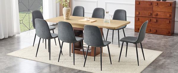 English Elm Expandable Dining Set Seats Eight with Linen Chairs and Dual Tone Mdf Table Black,Dark Gray,Walnut,Wood W1151S04674