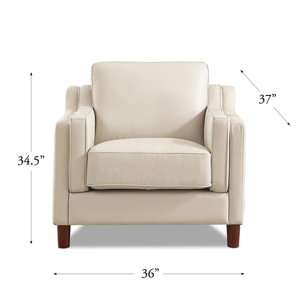 English Elm Bella Top Grain Leather Chair with Double-Sloped Track Arms, Sewn-In Cushions, Clean Lines, Timeless Sophistication B2705P211805