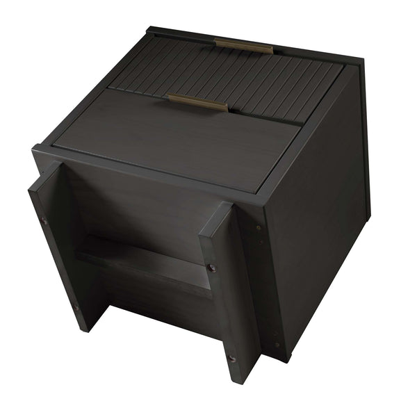 English Elm Granville 18" Charcoal Gray Nightstand - Modern 2-Drawer Storage With Gold Accents And Style! B365P398522