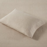 Beautyrest Oversized Cotton Flannel Casual 4 Piece Sheet Set BR20-4174 Beige/White Stripes