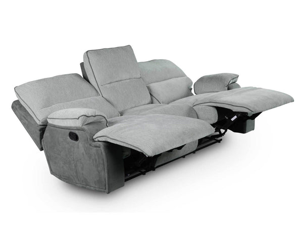 English Elm Steve Silver - Cyprus Plush Recliner Sofa Gray Two-Tone Cloud & Shadow Grey Fabric Pocketed Coil Memory Foam Comfort 85.5"L x 33.8"W x 29.5"H B081P157597
