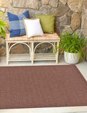 Unique Loom Outdoor Modern Links Machine Made Striped Rug Brown, Brown/Black 5' 4" x 6' 1"