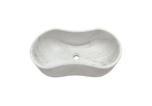 English Elm White Natural Marble Vessel Sink - Handcrafted Elegance With Semi-Polished Finish For Luxurious Bathrooms W1696P333269-GIGA