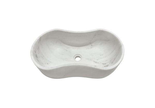 English Elm White Natural Marble Vessel Sink - Handcrafted Elegance With Semi-Polished Finish For Luxurious Bathrooms W1696P333269-GIGA