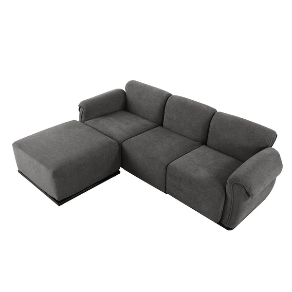 English Elm 102 Inch Linen Modular Sectional Sofa with Hidden Storage and Cloud Cushion Comfort Gray W1099S00199