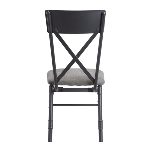 English Elm Grey Grey and Sandy Black Side Chair Set of 2 with X-Back, Industrial Metal Frame, Upholstered Seat Cushion B062P189188