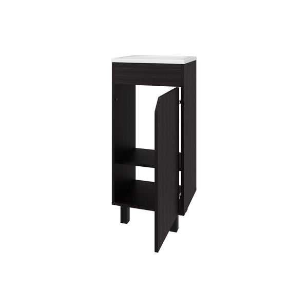 English Elm FM Modern Floating Bathroom Vanity with Integrated Sink and Soft-Close Door for Sleek Storage Wenge 33.9 L x 18.9 W x 11 H B128P293882
