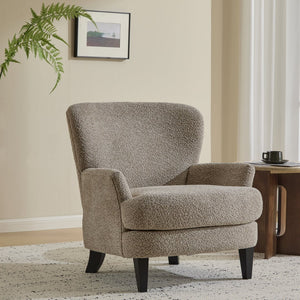 English Elm Christopher Knight Home® - Gerald Boucle Upholstered Club Chair with Tapered Birch Legs, Tonal Piping and Cozy Texture Black,Light Brown 32.25 L x 27.75 W x 20.75 H N776P243710D