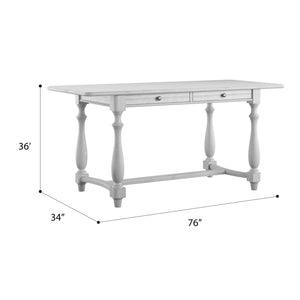 English Elm Wallace & Bay - Gray Gathering Height Table — Oyster Shell Coastal Wood Console, Easy-Care 76"L x 34"W x 36"H B361P384426