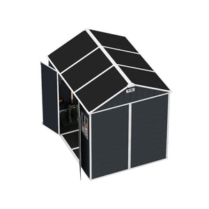 English Elm 8*7ft Outdoor Resin Storage Shed with Double Door Windows and Uv Resistant Floor W1598S00028