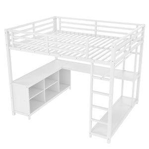 English Elm Metal Twin Xl Loft Bed with L Shaped Desk Wardrobe and Storage for Teens W1580S00368