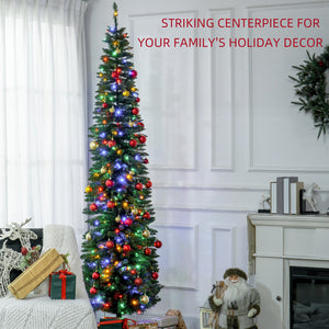 English Elm Homcom 8Ft Tall Slim Pencil Christmas Tree With 250 Led Lights, 668 Branches, Easy Assembly & Storage W2225P249680