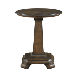 English Elm Classic Chairside Table with Fluted Pilasters, Glass Door, Adjustable Shelf and Built-In Charging Ports Brown 25.5 L x 25.5 W x 17 H B011P387121