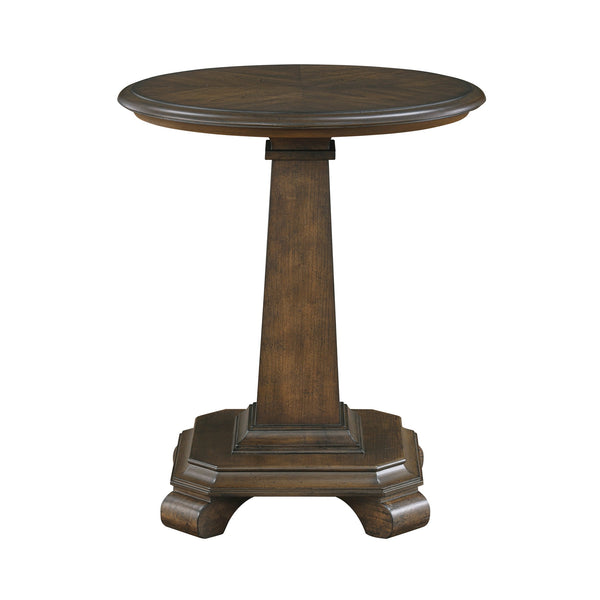 English Elm Classic Chairside Table with Fluted Pilasters, Glass Door, Adjustable Shelf and Built-In Charging Ports Brown 25.5 L x 25.5 W x 17 H B011P387121