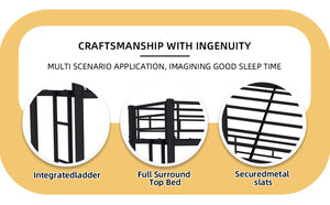 English Elm Twin Metal Bunk Bed For Kids - Space-Saving, Durable, Convertible, Safety-First Design, Easy Assembly W1935P279723-GIGA