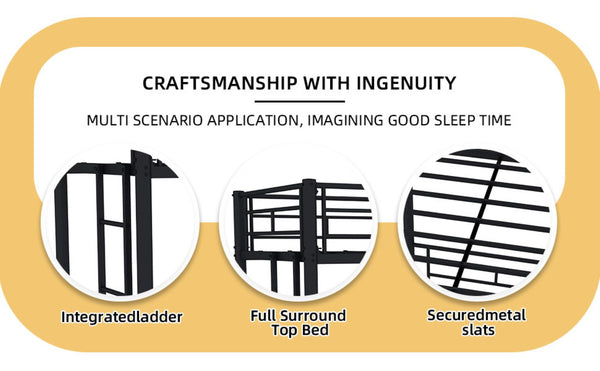 English Elm Twin Metal Bunk Bed For Kids - Space-Saving, Durable, Convertible, Safety-First Design, Easy Assembly W1935P279723-GIGA