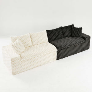English Elm Luxury Color-Block Turtle Velvet Sofa - Modular Design For Stylish Living Spaces, Comfort For All! W3371S00045