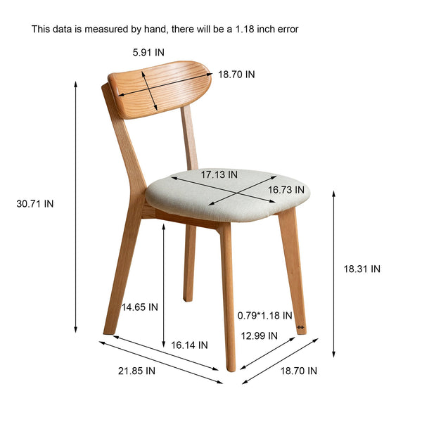English Elm (Set Of 2 Pcs) Solid Fas Oak Dining Chairs With Upholstered Cushions – Stylish, Comfortable & Durable W1283P256524