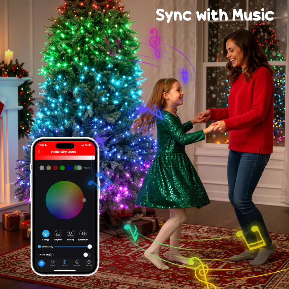 English Elm 6ft Prelit App Controlled Christmas Tree with 448 Led Lights and 1602 Branch Tips T3971P412459